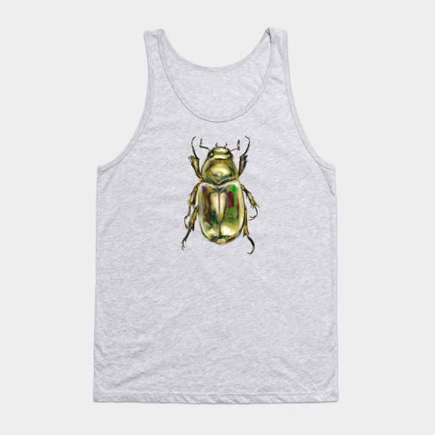 Golden Sacred Scarab Tank Top by techno-mantis